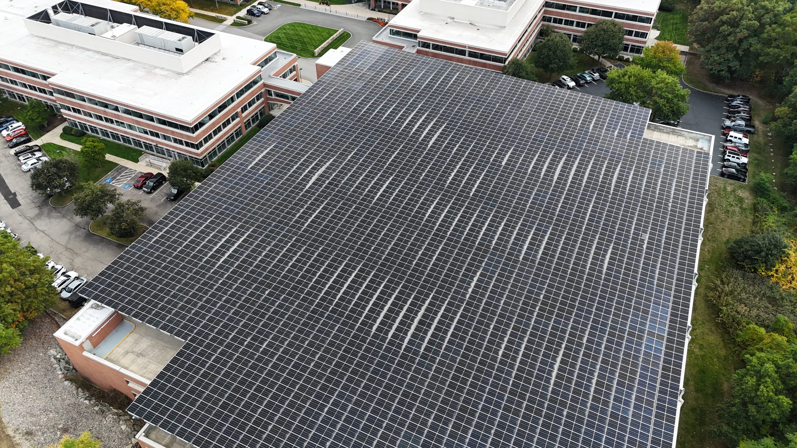 close up solar panels garage canopy