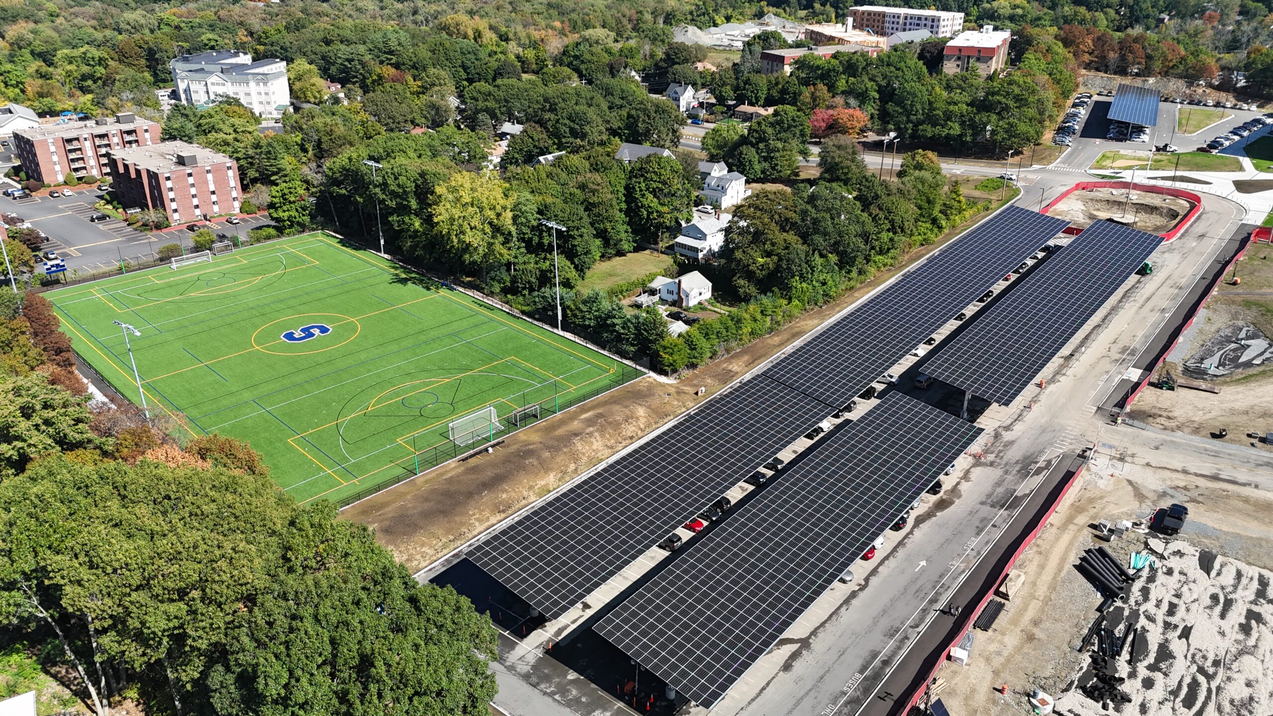 solar panel carport near school field