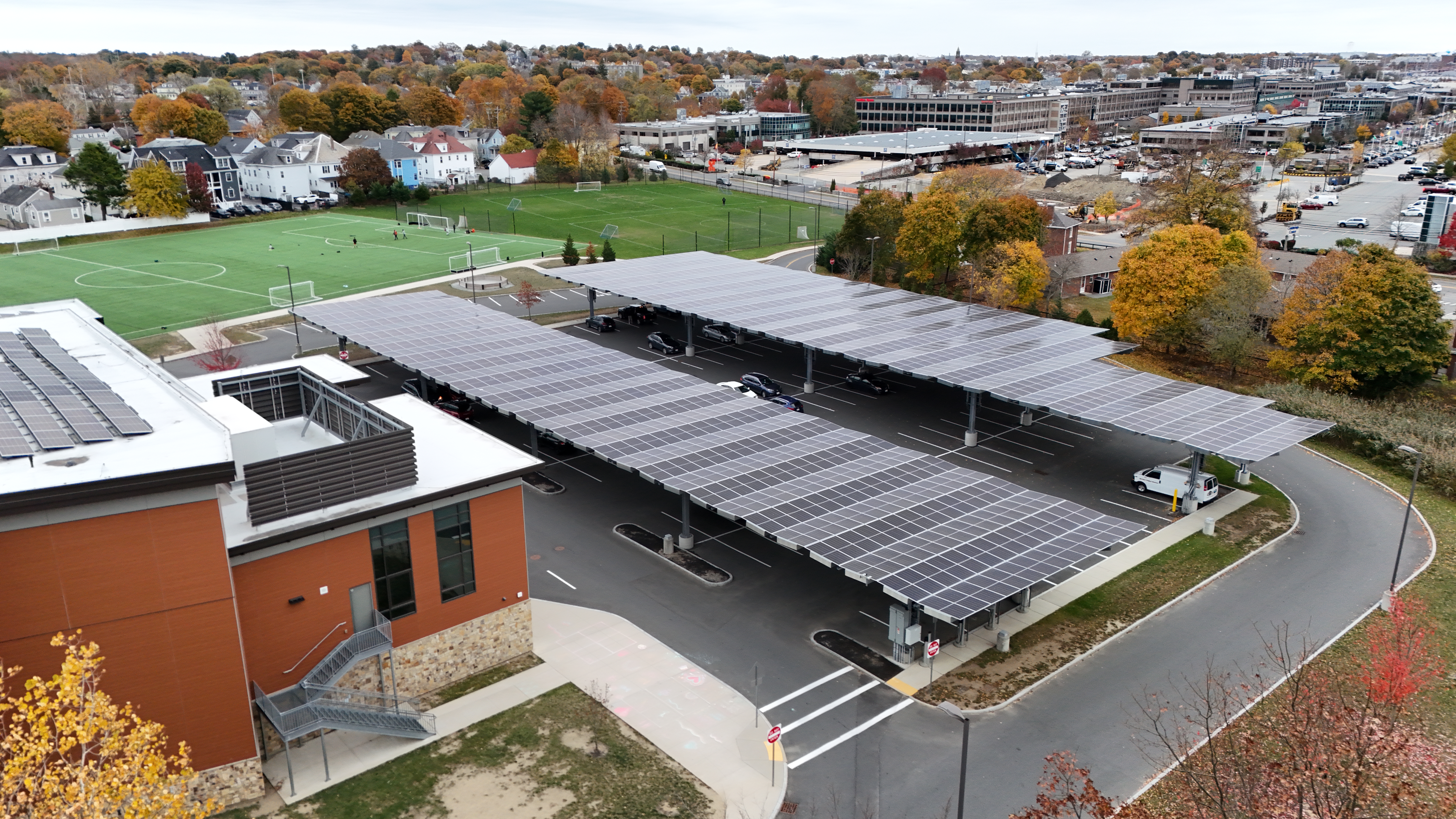 solar panel carport area by school