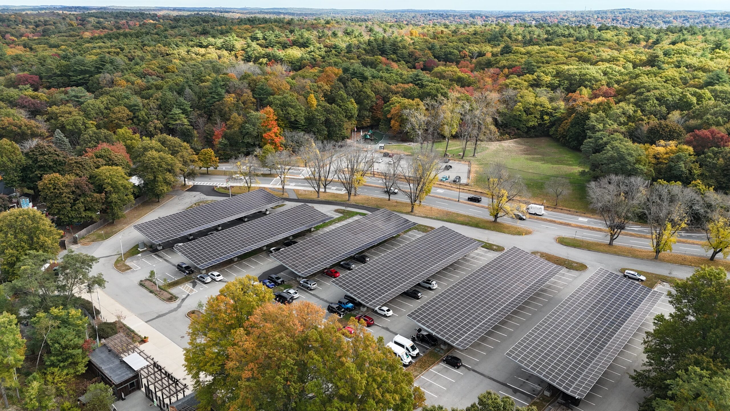 close view of solar panel carport